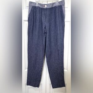 Emporio Armani Pants Womens IT 44 (US 8) Blue Chambray Tapered Mid Rise Trouser